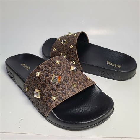 gilmore slide michael kors|Gilmore Studded Logo Slide Sandal .